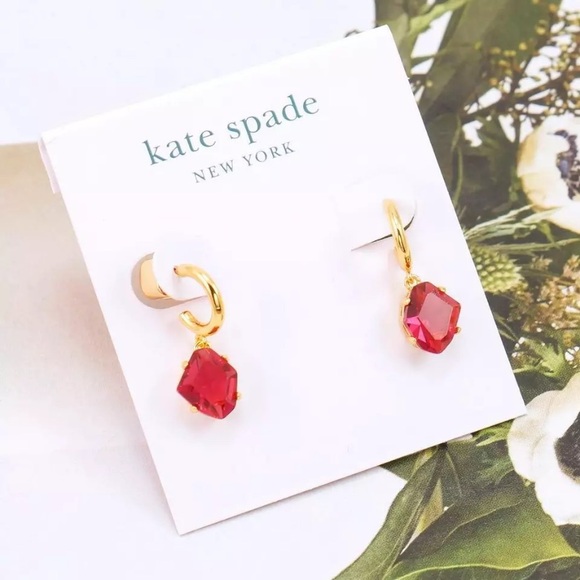 Kate Spade NWT treasure trove Fuchsia Huggies Earrings. - Picture 6 of 6
